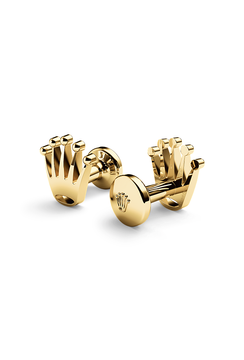 Rolex crown cufflinks in yellow gold