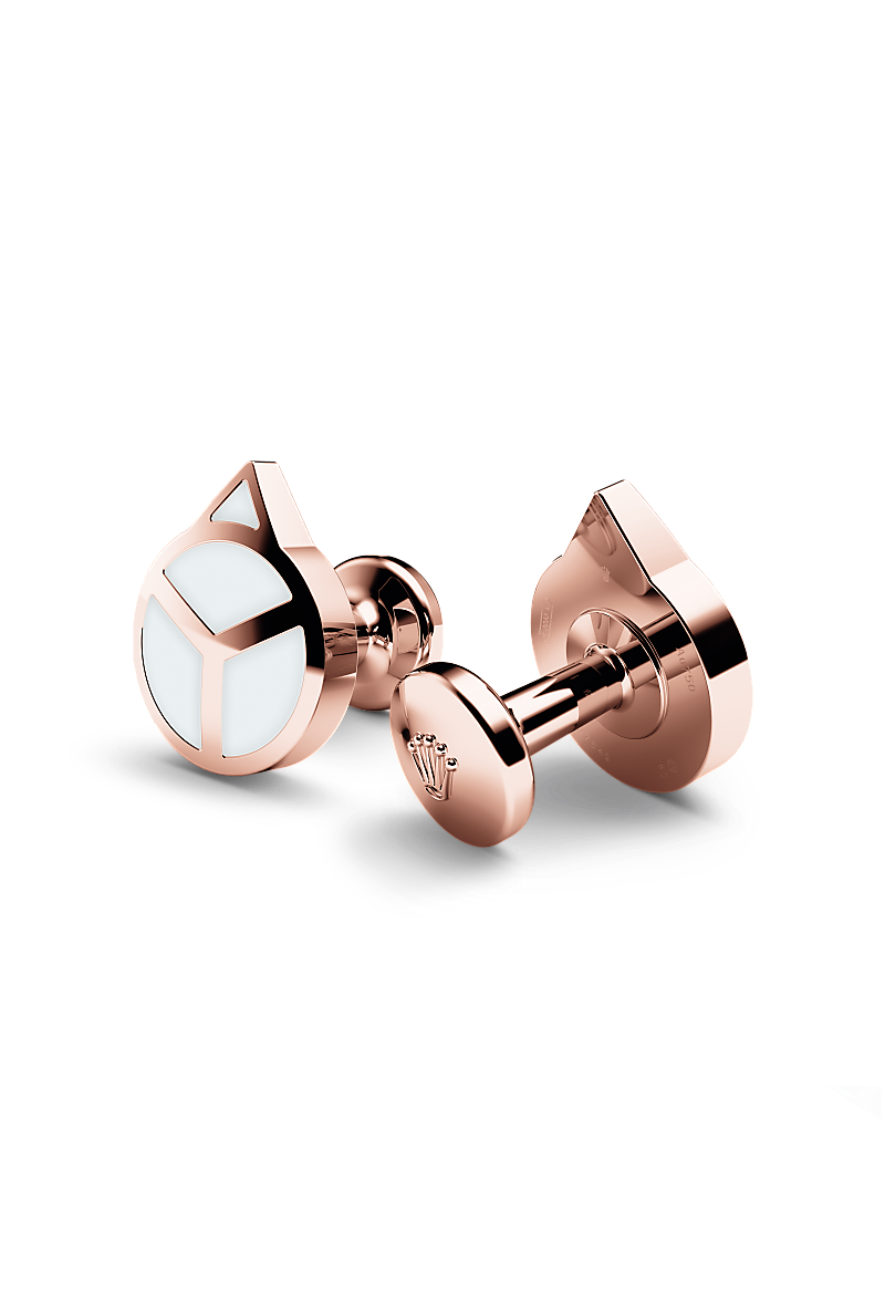 Rolex Hand cufflinks in Everose gold and luminescent material at Maxon Fine Jewelry