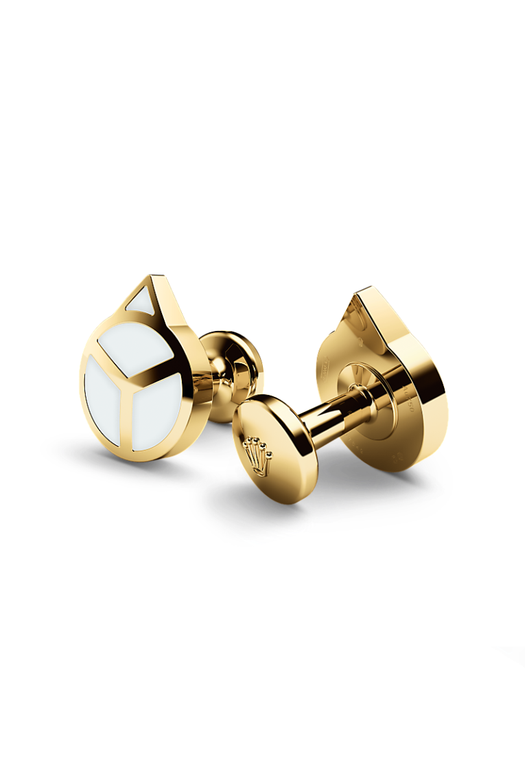 Rolex Hand cufflinks in yellow gold and luminescent material at Maxon Fine Jewelry